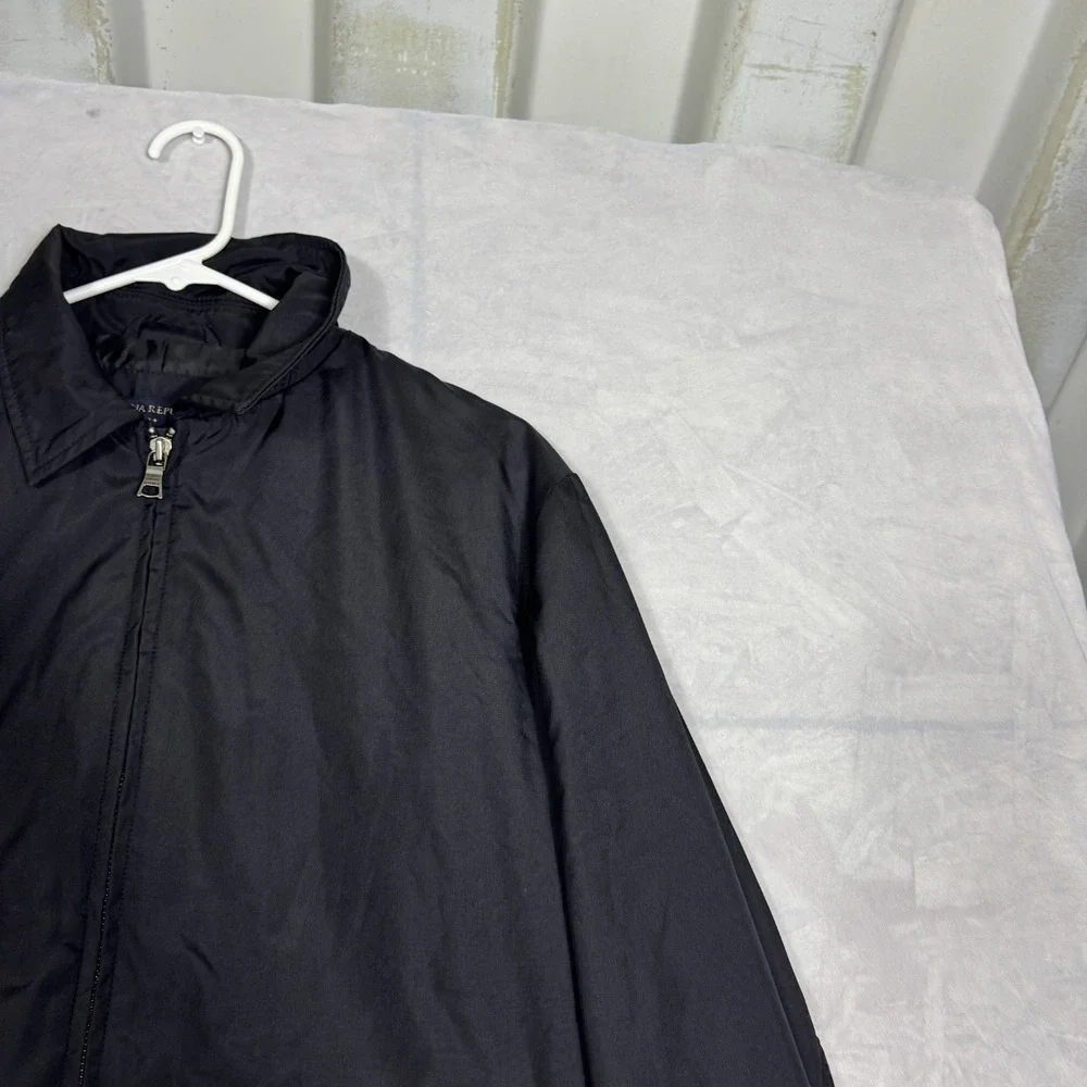 Banana Republic Mens Windbreaker Jacket Black Lined‎ Full Zip Long Sleeve Size S